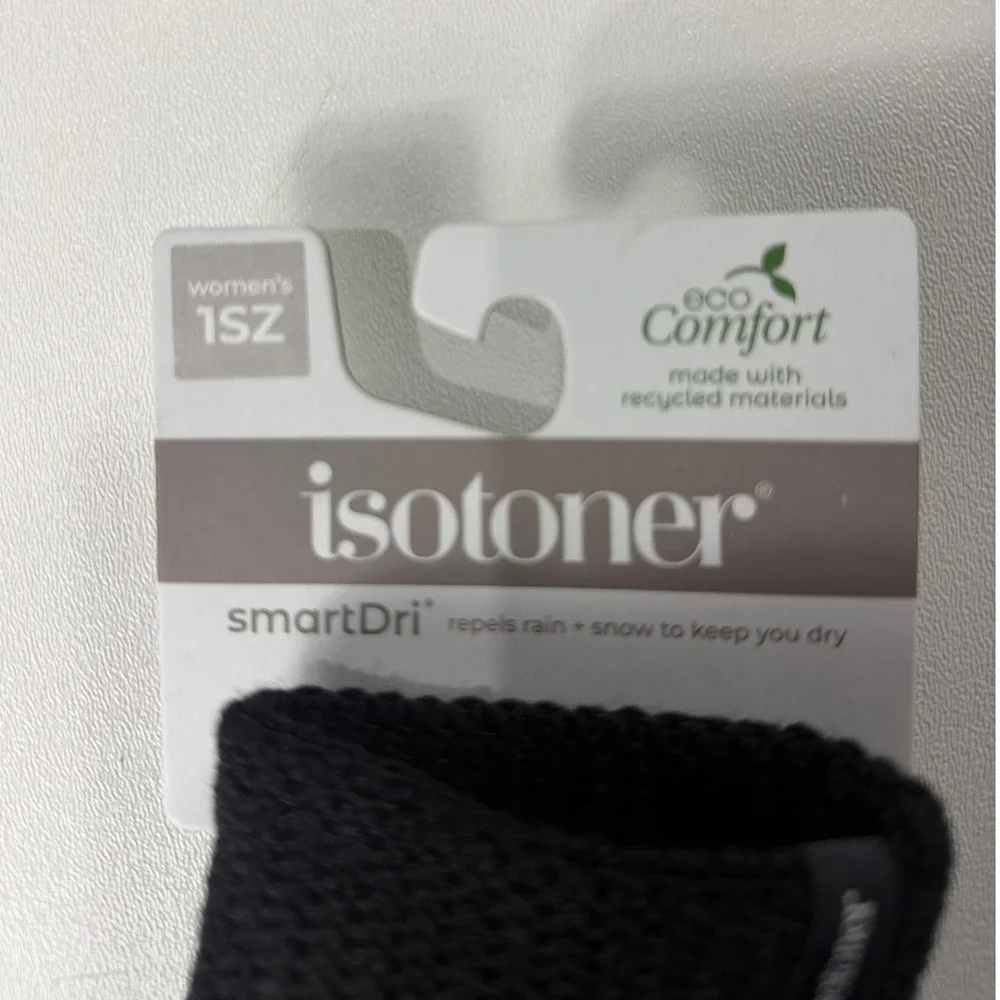 Isotoner Womens Black smartDri smartTouch Eco Comfort Knit Gloves A519K2 1SZ NEW